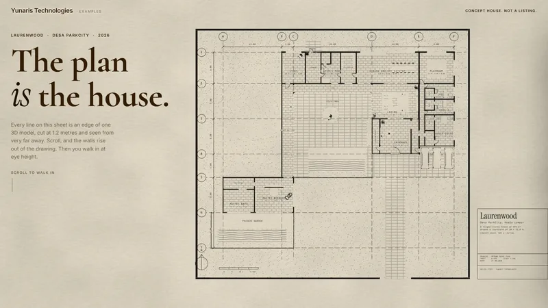 The Laurenwood page, showing the floor plan of the bungalow drawn as a sheet before the walk begins.